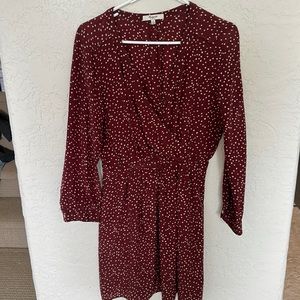 Madewell silk polka dot maroon dress